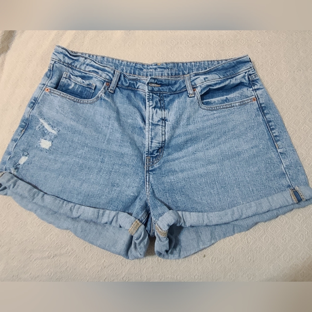 Old Navy denim jean shirts rolled hem 5 pocket mfg distressed size 20